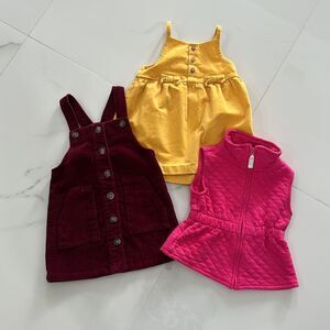 Bundle of 3 Baby Girls Cloth Wonder Nation/First Impression Dress/Carter vest